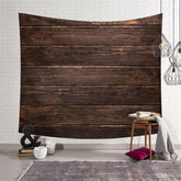 Lofaris Dark Brown Wood Board Plank Decor Family Wall Tapestry